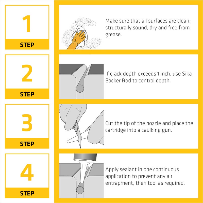 SIKA Sikaflex Crack Flex Sealant, Gray, High-Performance Textured Polyurethane, Self-Leveling, Waterproof Sealant for Horizontal Cracks Up to 1 in Wide, 10.1 fl oz, - Image 4